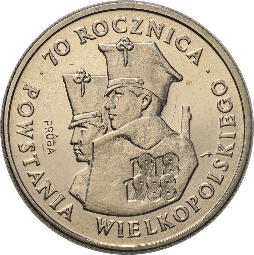 PRL. PRÓBA Nikiel 100 złotych 1988 Powstanie Wielkopolskie