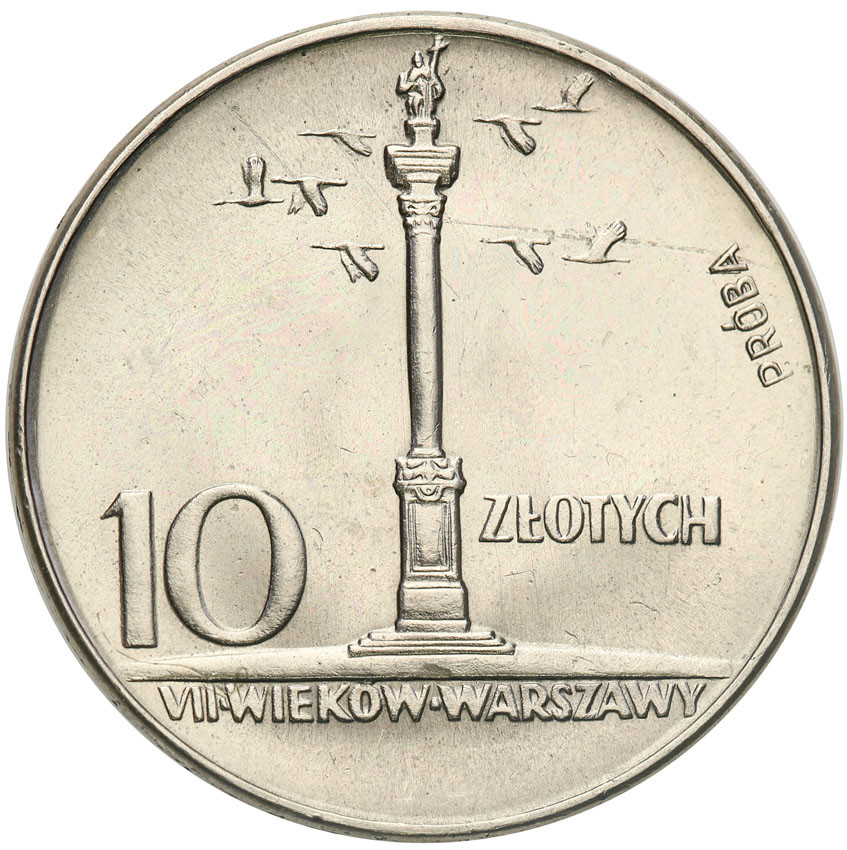 PRL. PRÓBA Nikiel 10 złotych 1966 kolumna Zygmunta