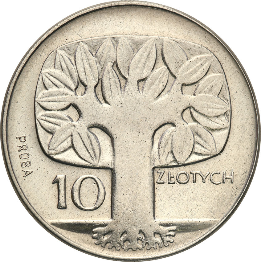 PRL. PRÓBA Nikiel 10 złotych 1964 drzewko