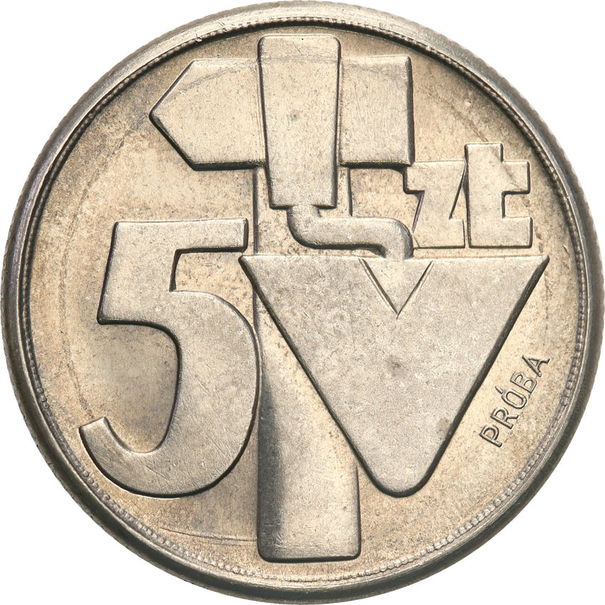 PRL. PRÓBA nikiel 5 złotych 1959 Młot i Kielnia