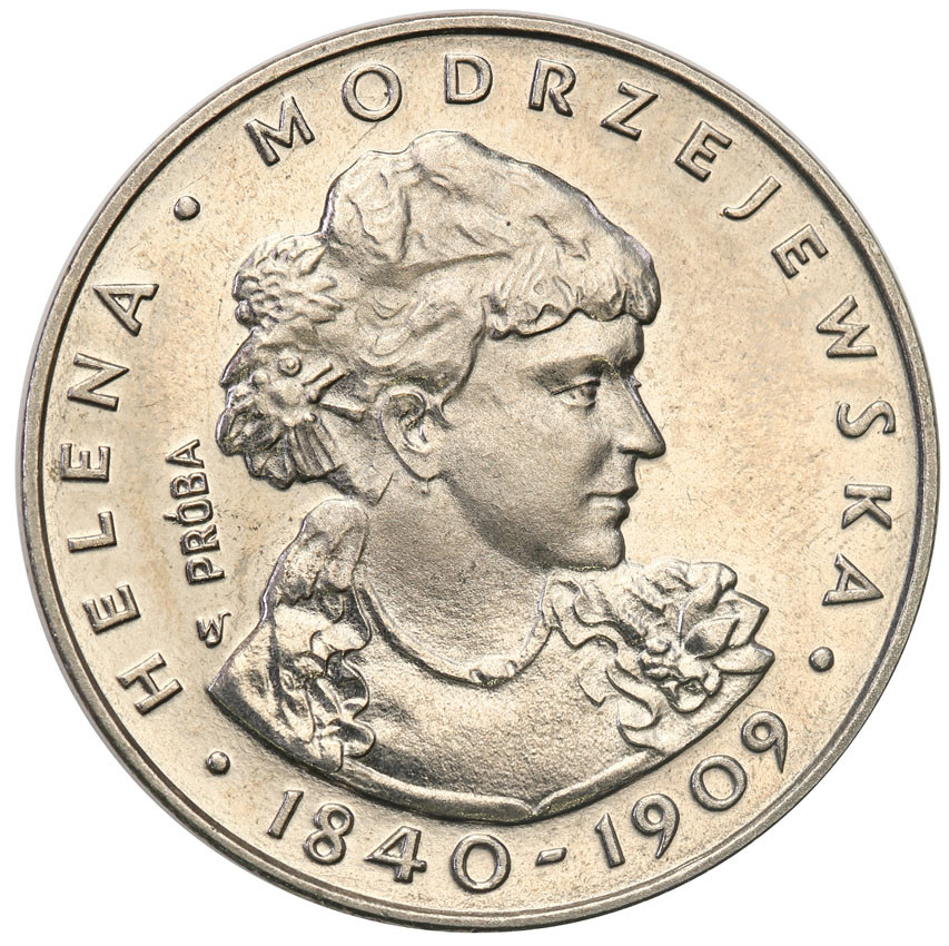 PRL. PRÓBA Nikiel 100 złotych 1975 Helena Modrzejewska