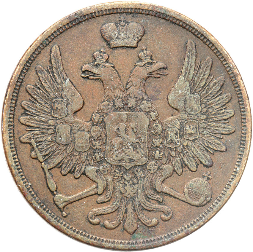 Polska XlX w./Rosja. Mikołaj I. 3 kopiejki 1853 BM, Warszawa