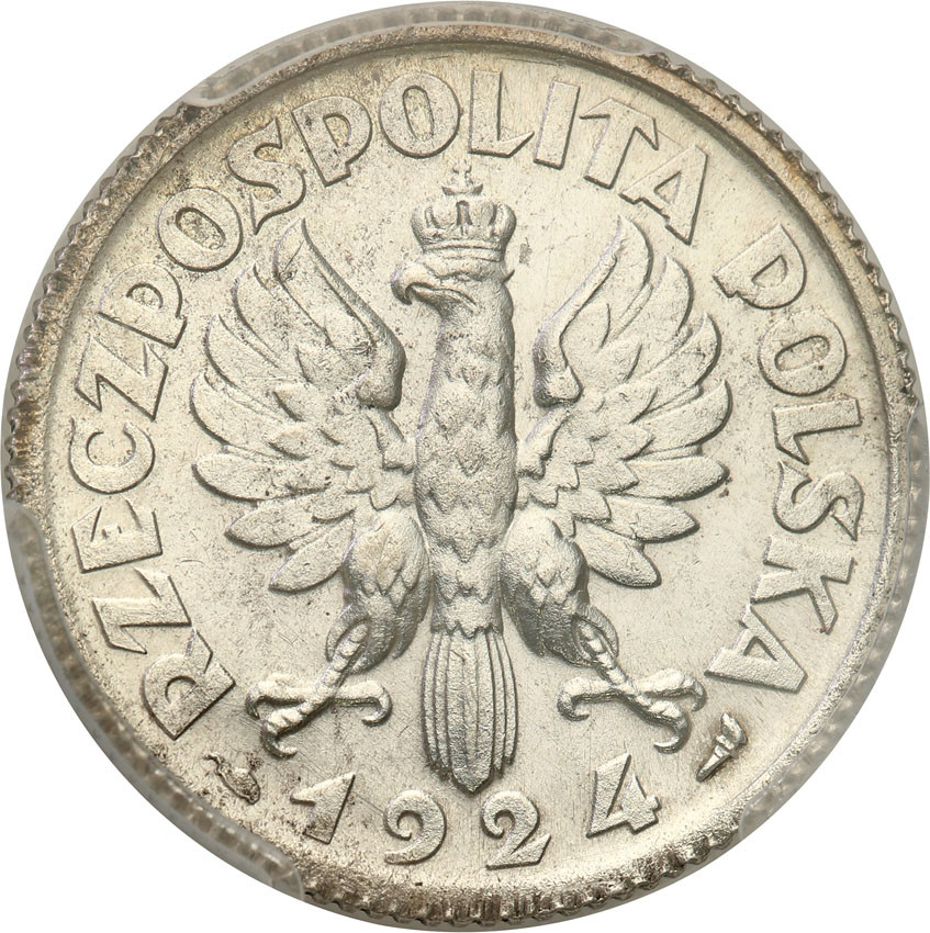 II RP. 1 złoty 1924 Paryż PCGS MS63 (2 MAX)
