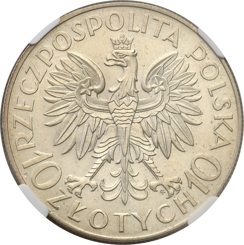 II RP. PRÓBA srebro 10 złotych 1933 Sobieski, stempel lustrzany NGC PF62 - PIĘKNY