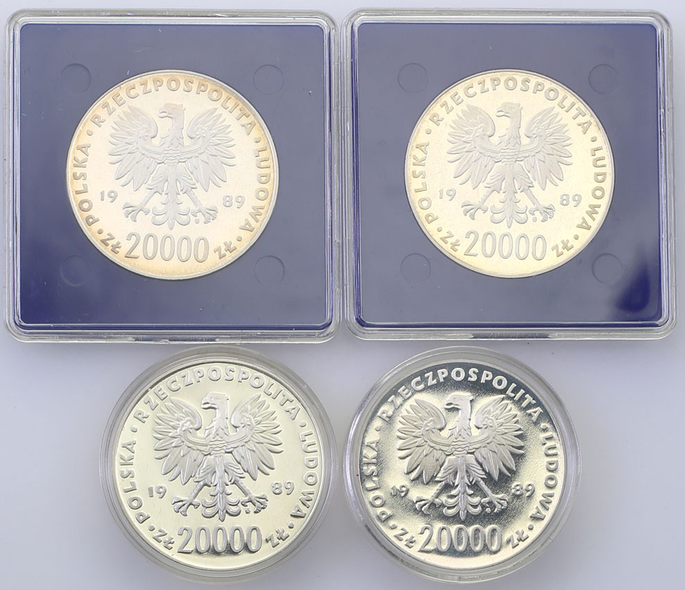 PRL. 20.000 złotych 1989, zestaw 4 monet