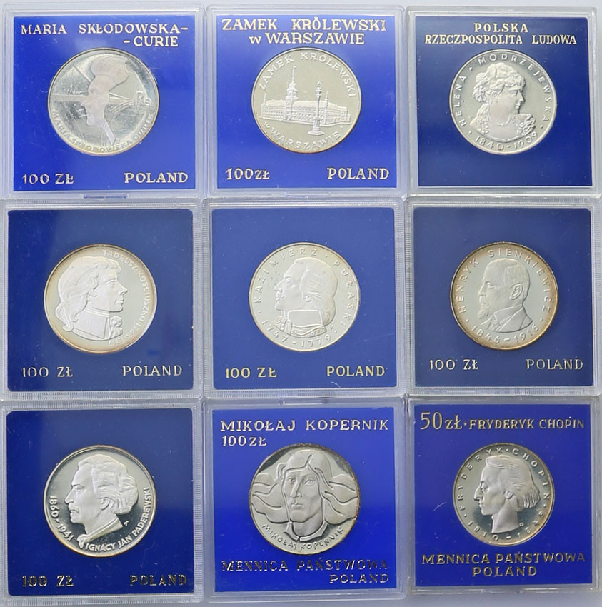PRL. 50-100 złotych 1972-1977, zestaw 9 sztuk