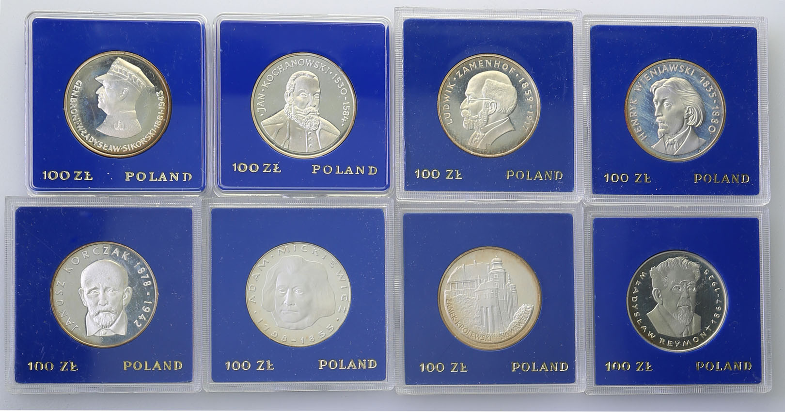 PRL. 100 złotych 1977-1981, zestaw 8 sztuk