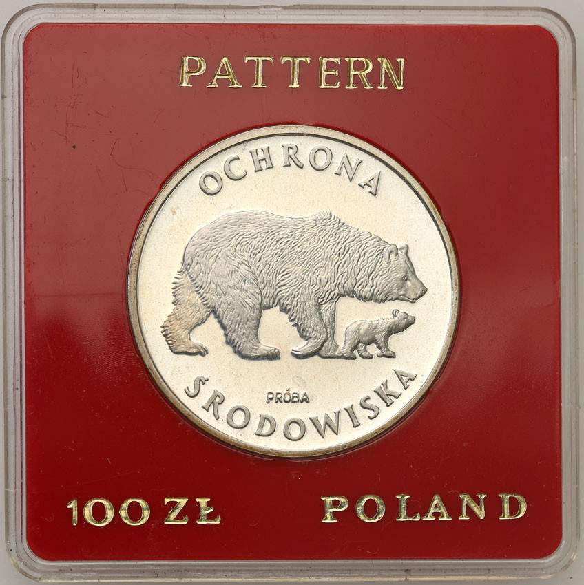 PRL. PRÓBA srebro 100 złotych 1983 Niedźwiedzie