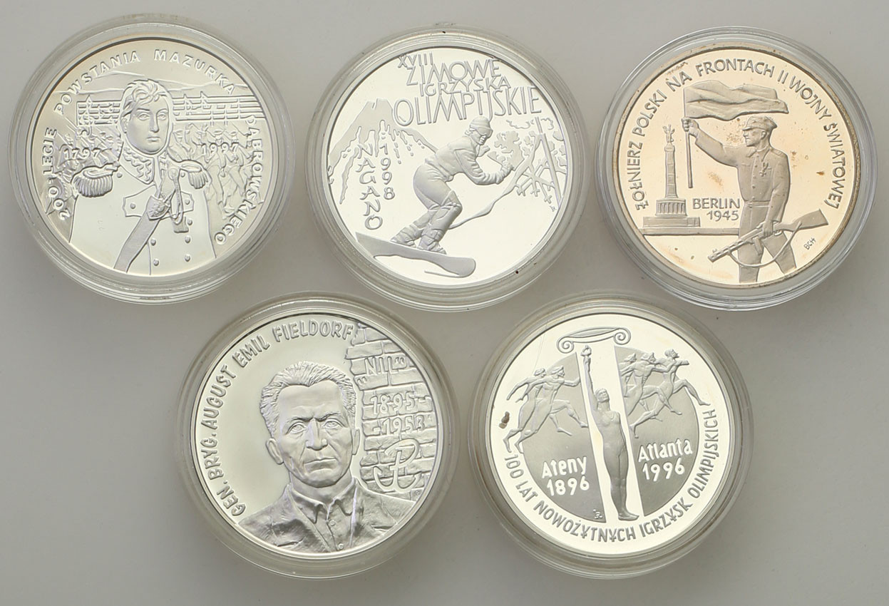 III RP. 10 złotych 1995-1998, zestaw 5 sztuk