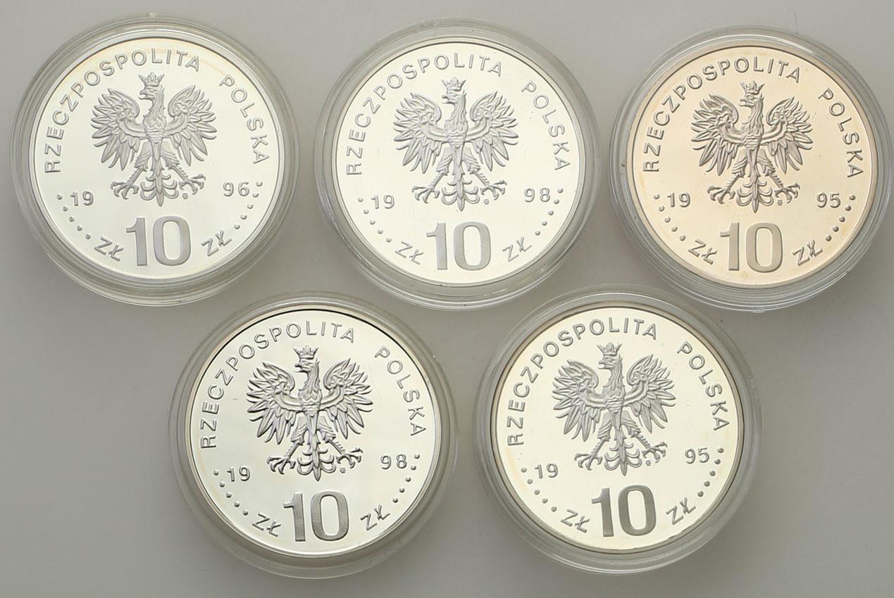III RP. 10 złotych 1995-1998, zestaw 5 sztuk