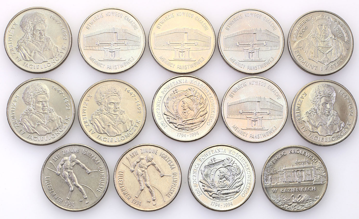 III RP. 20.000 złotych miedzionikiel 1993-1994, zestaw 14 sztuk