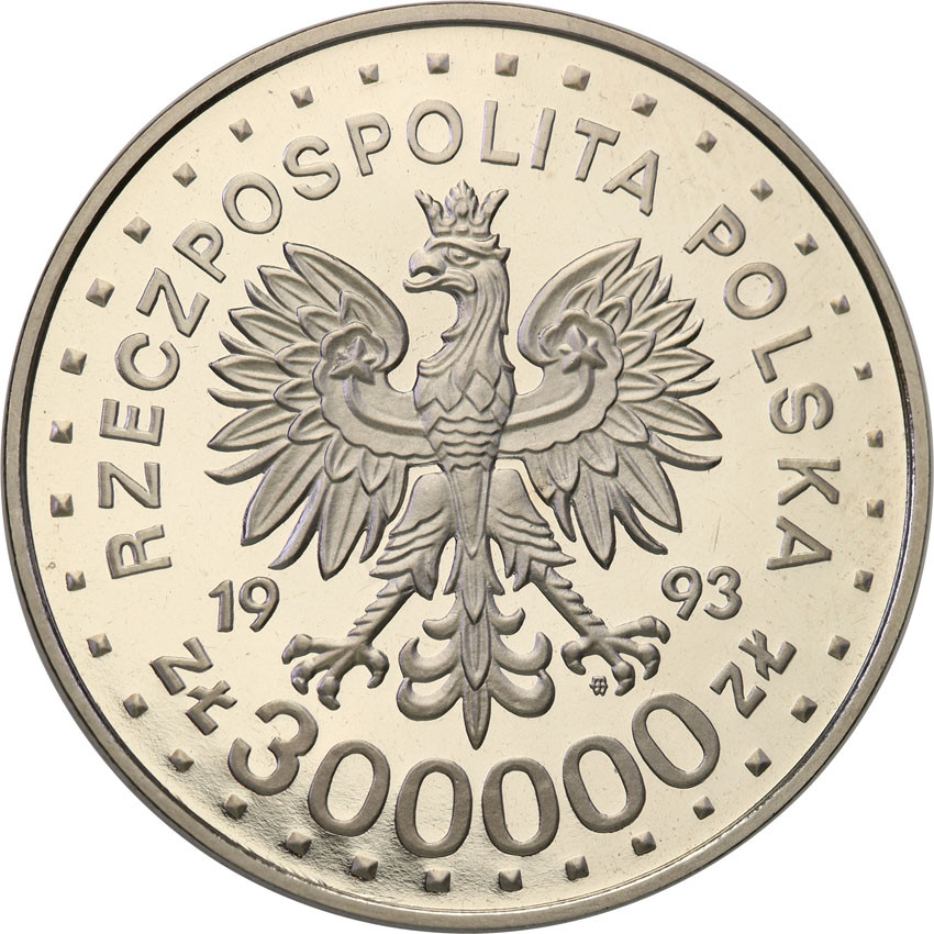 III RP. PRÓBA Nikiel 300.000 złotych 1993 Zamość
