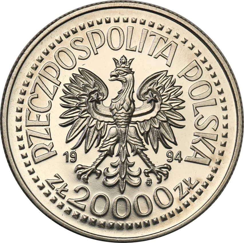 III RP. PRÓBA Nikiel 20.000 złotych 1994 Zygmunt Stary