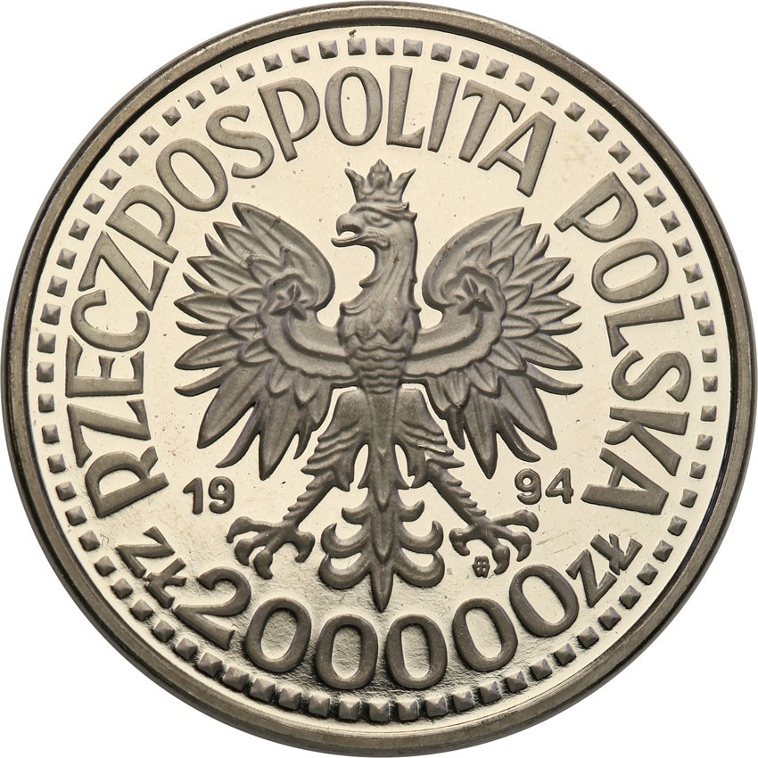 III RP. PRÓBA Nikiel 200.000 złotych 1994 Zygmunt I Stary
