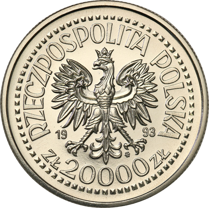 III RP. PRÓBA Nikiel 20.000 złotych 1993 Kazimierz Jagiellończyk