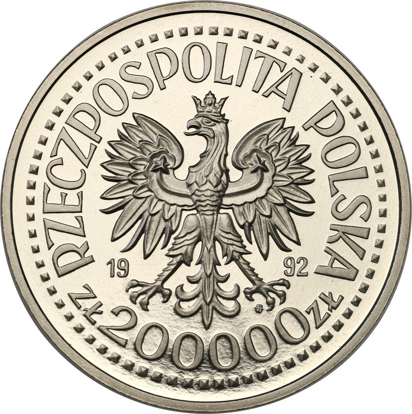 III RP. PRÓBA Nikiel 200.000 złotych 1992 Odkrycie Ameryki