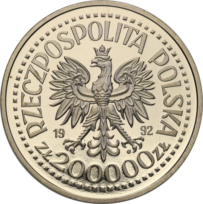 III RP. PRÓBA Nikiel 200.000 złotych 1992 Odkrycie Ameryki