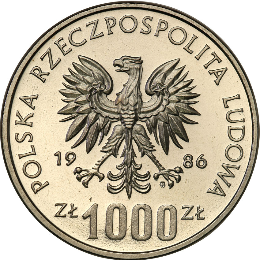 PRL. PRÓBA Nikiel 1000 złotych 1986 Pomoc Szkole