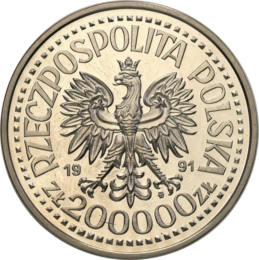III RP. PRÓBA Nikiel 200.000 złotych 1991 Jan Paweł II Ołtarz