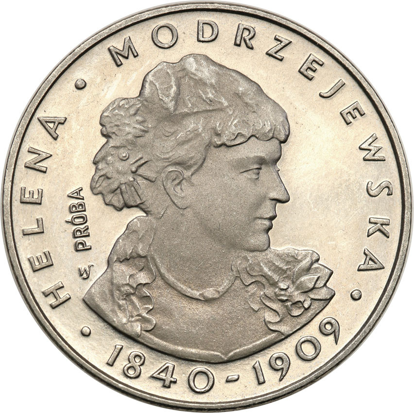 PRL. PRÓBA Nikiel 100 złotych 1975 Helena Modrzejewska
