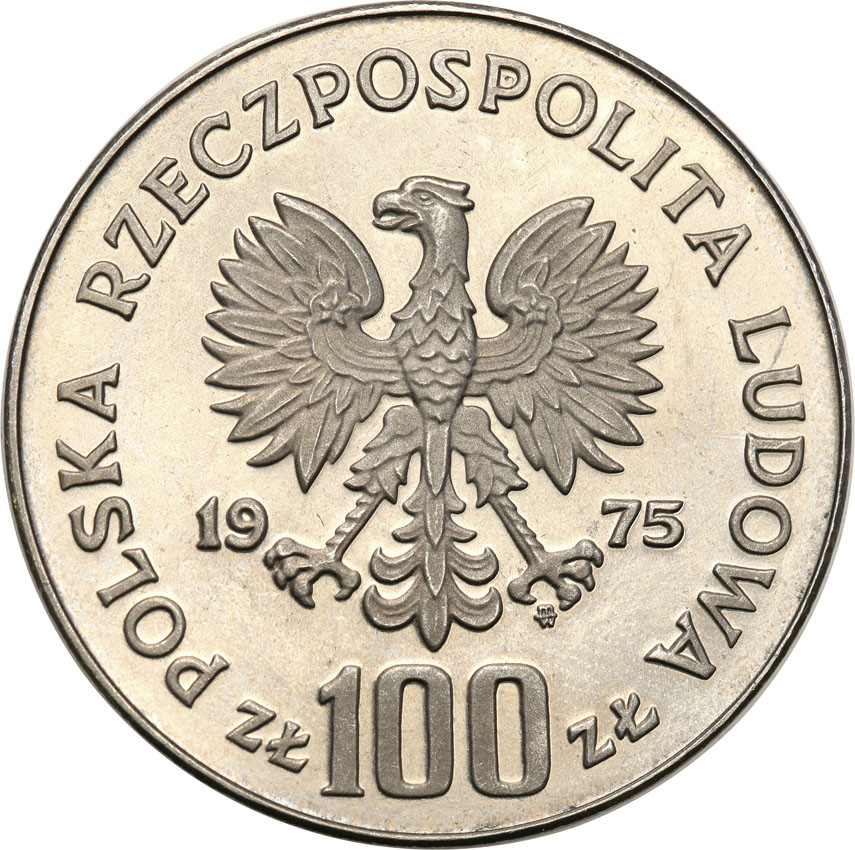 PRL. PRÓBA Nikiel 100 złotych 1975 Helena Modrzejewska