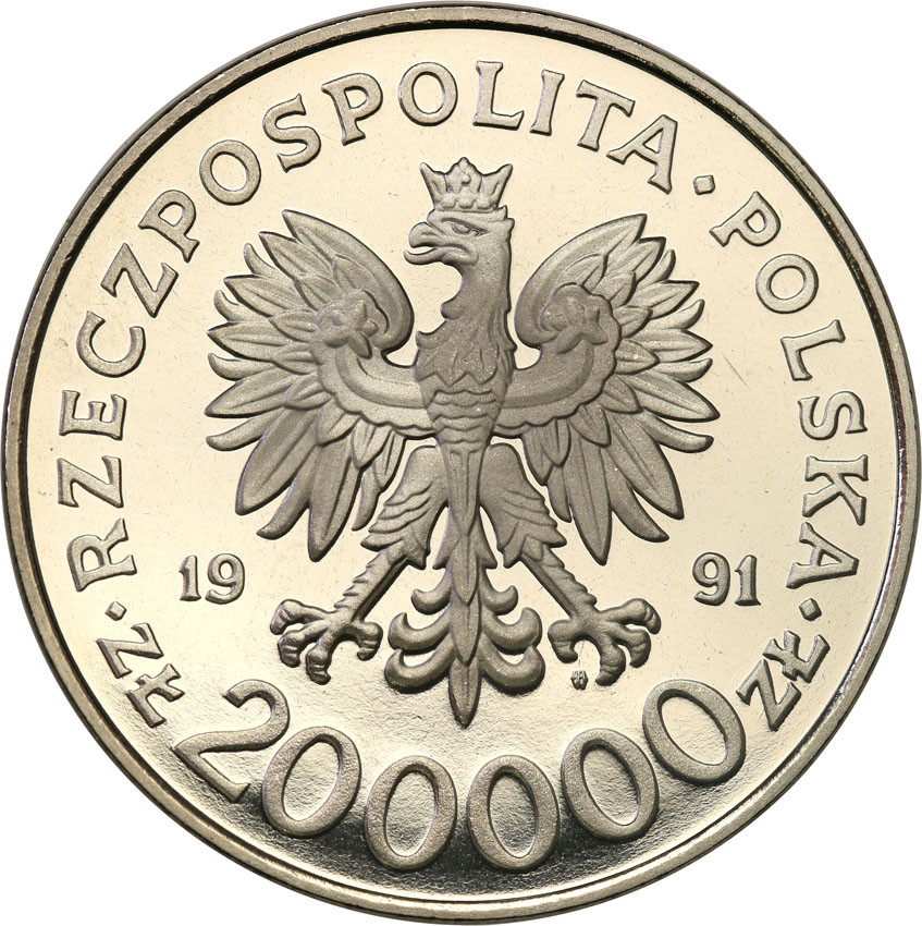 III RP. PRÓBA Nikiel 200.000 złotych 1991 Konstytucja