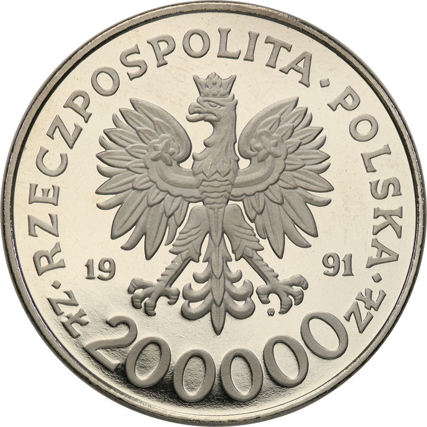III RP. PRÓBA Nikiel 200.000 złotych 1991 Konstytucja