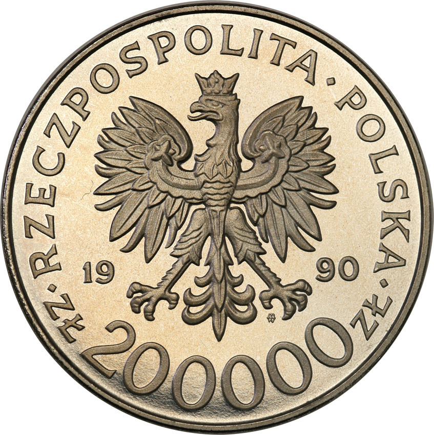 III RP. PRÓBA Nikiel 200.000 złotych 1990 Bór Komorowski