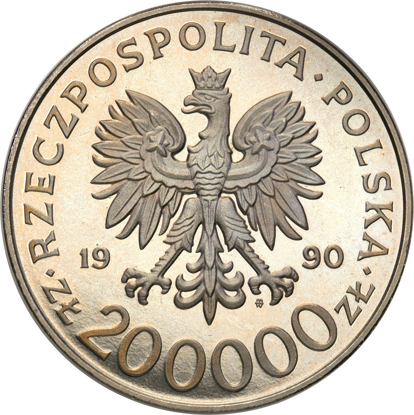 III RP. PRÓBA Nikiel 200.000 złotych 1990 Bór Komorowski