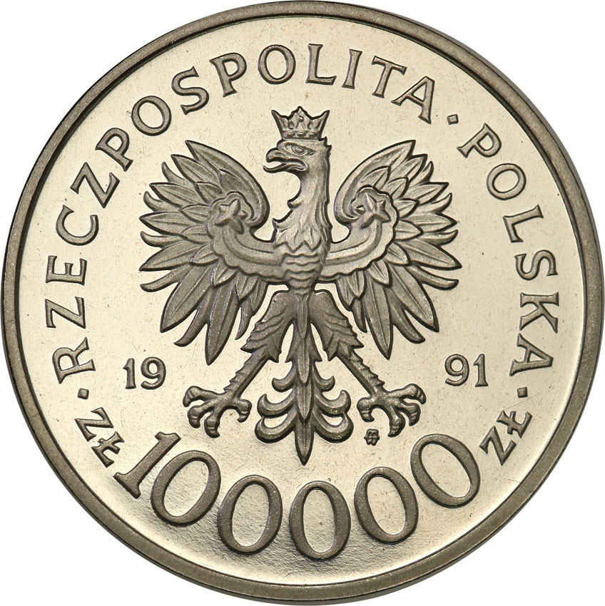 III RP. PRÓBA Nikiel 100.000 złotych 1991 Hubal