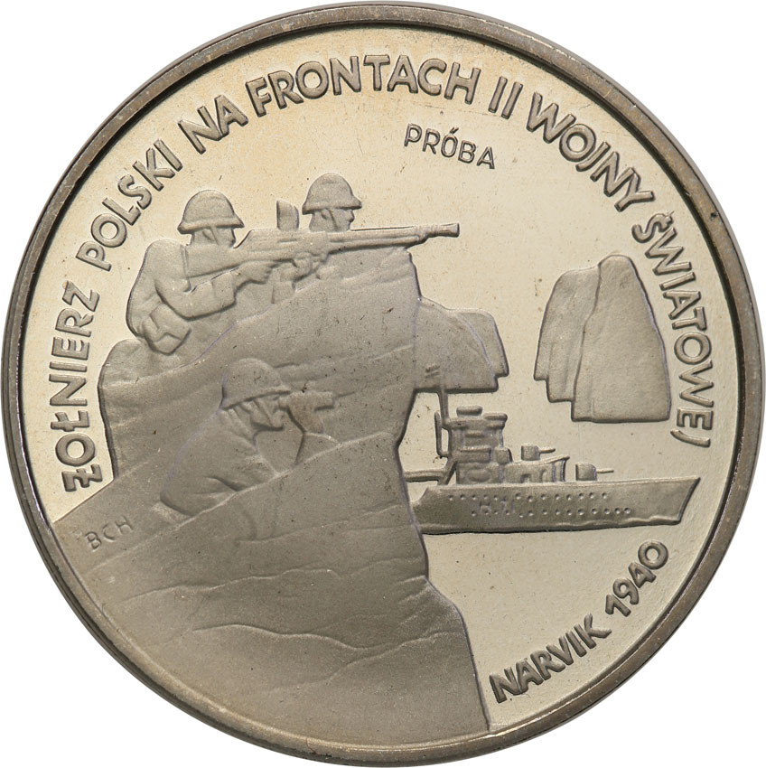 III RP. PRÓBA Nikiel 100.000 złotych 1991 Narvik