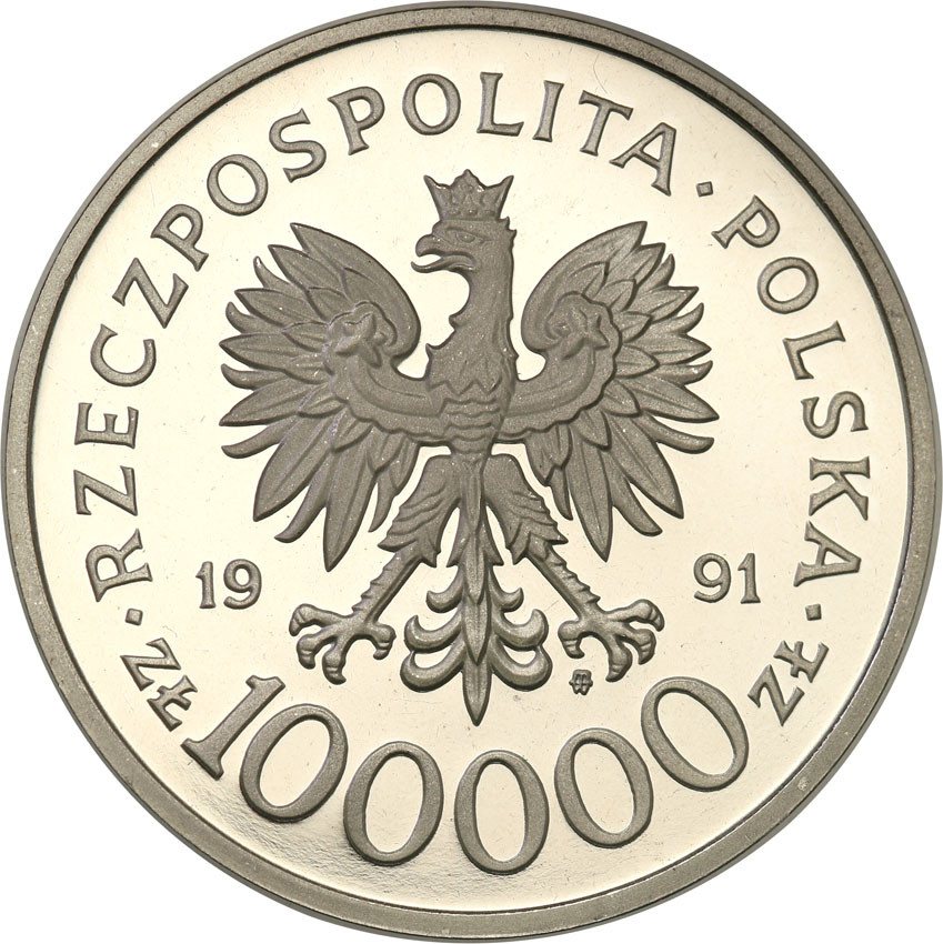 III RP. PRÓBA Nikiel 100.000 złotych 1991 Narvik