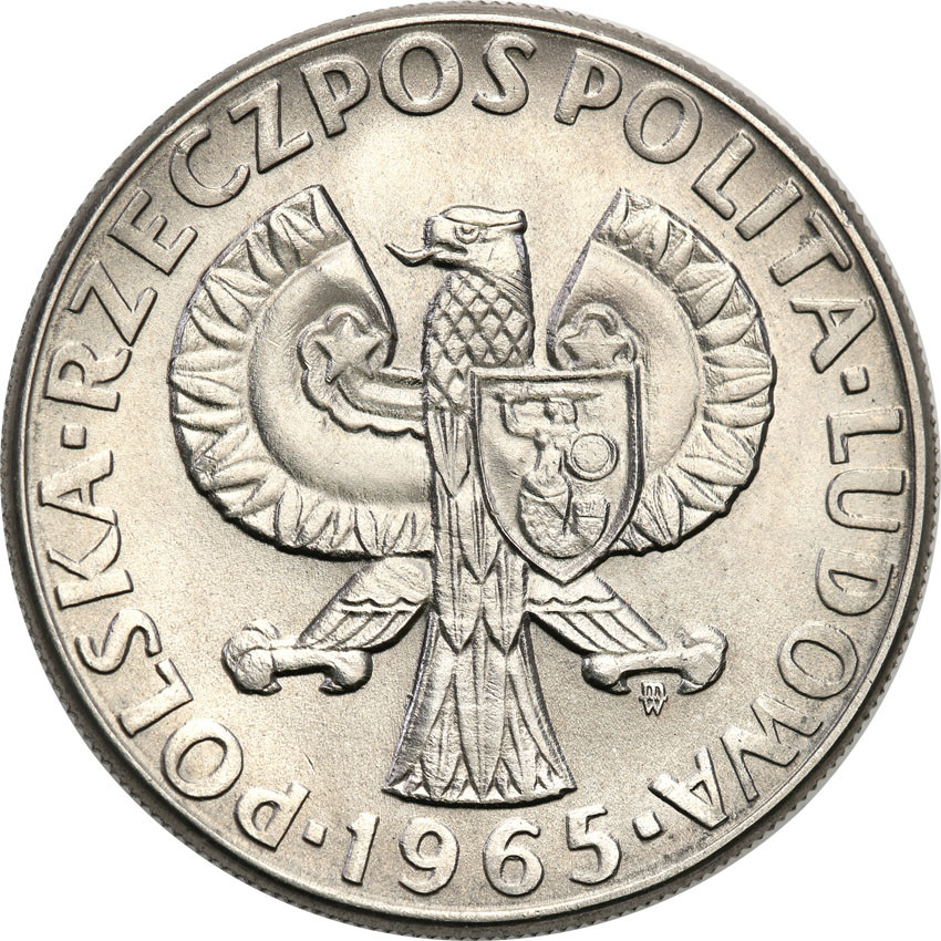PRL. PRÓBA Nikiel 10 złotych 1965 gruba syrenka