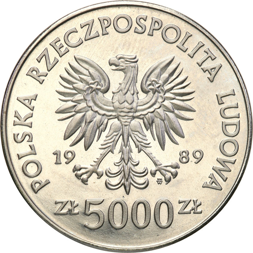 PRL. PRÓBA Nikiel 5000 złotych 1989 Zabytki Torunia