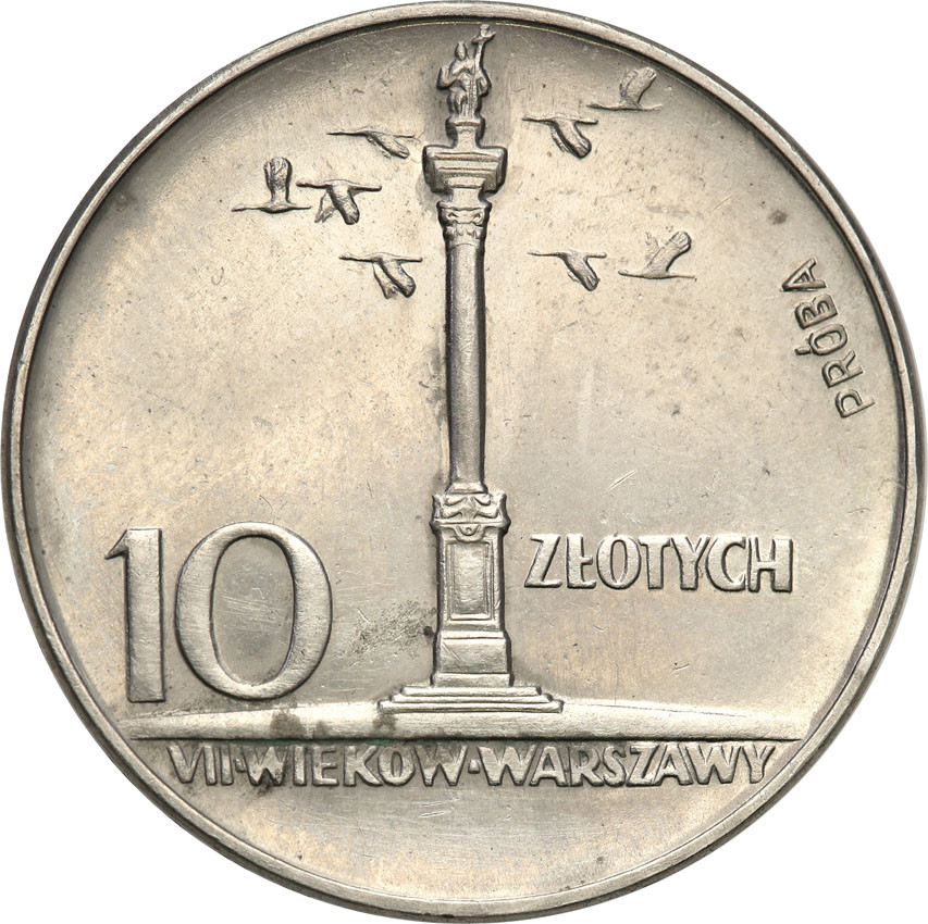 PRL. PRÓBA Nikiel 10 złotych 1966 kolumna Zygmunta