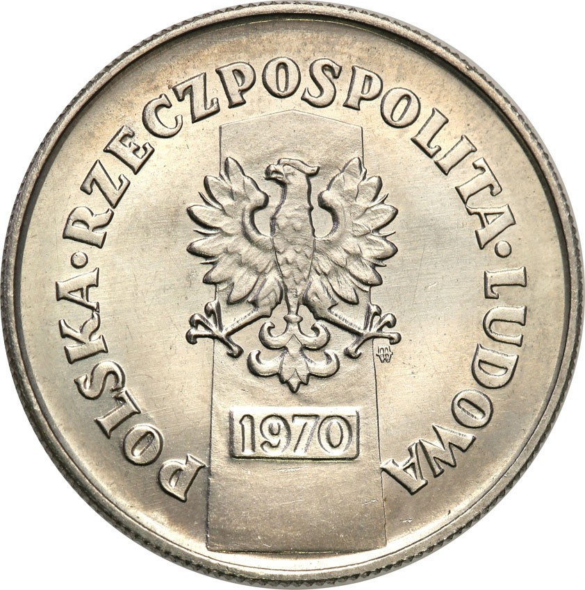 PRL. PRÓBA Nikiel 10 złotych 1970 XX lecie powortu do macierzy