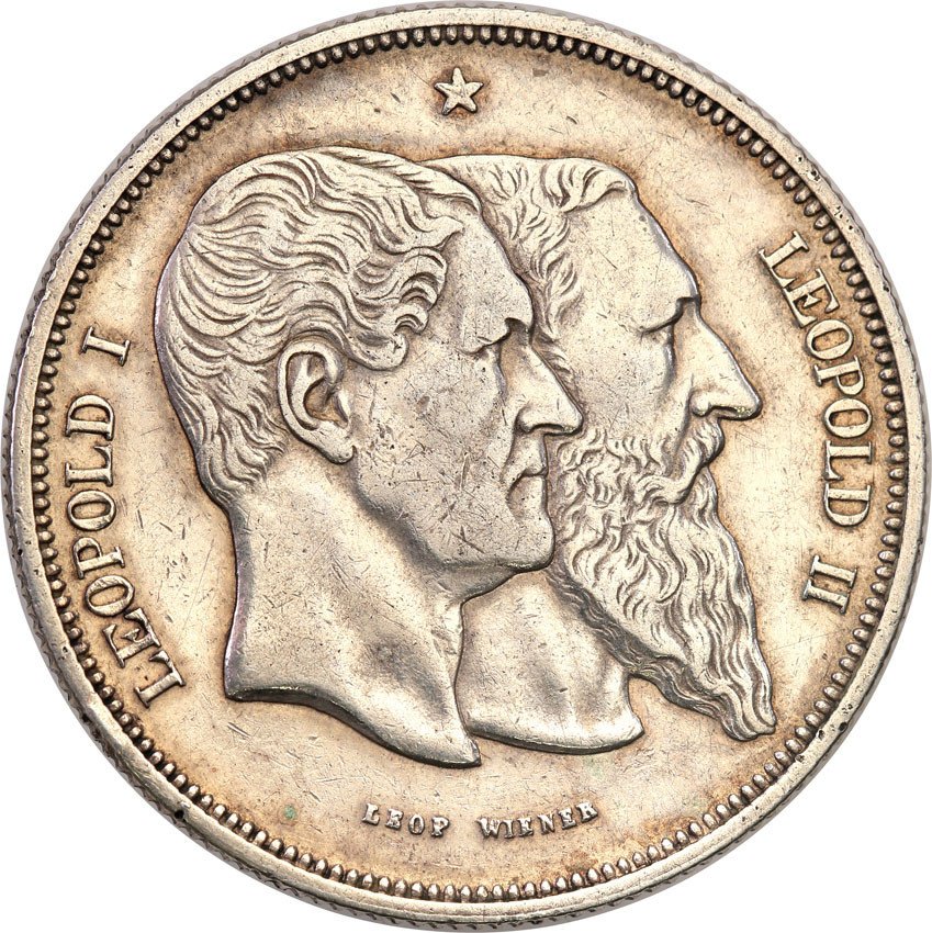 Belgia. Leopold II. 5 franków 1880