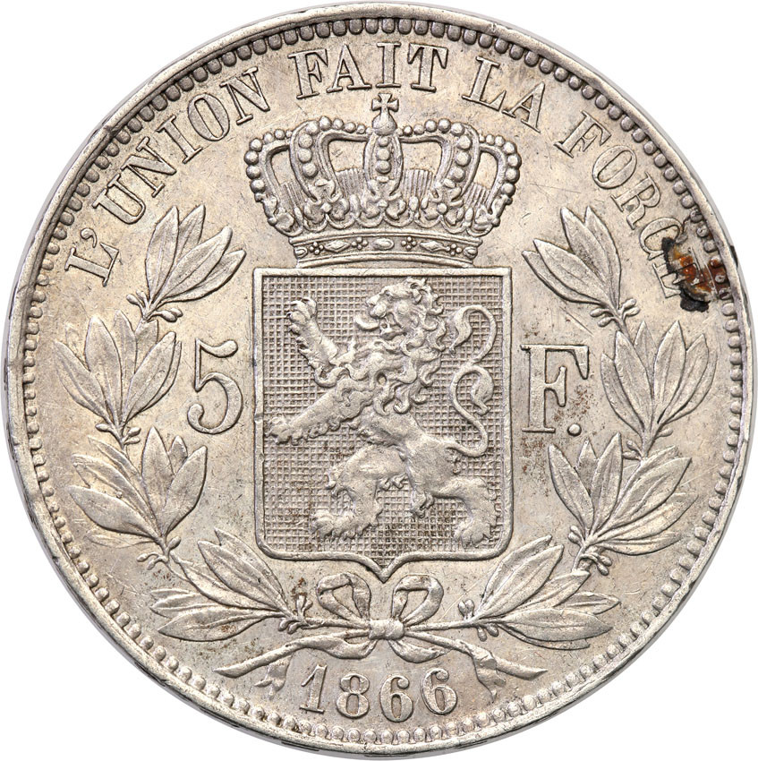 Belgia. 5 franków 1866, Bruksela