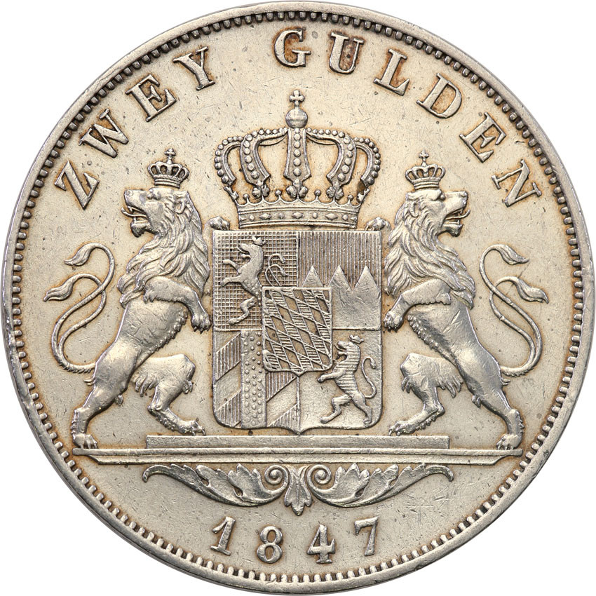 Niemcy, Bawaria. Ludwik I. 2 guldeny 1847