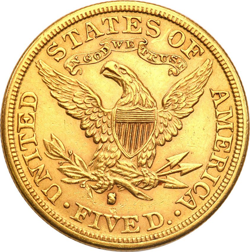USA. 5 dolarów 1886 S, San Francisco