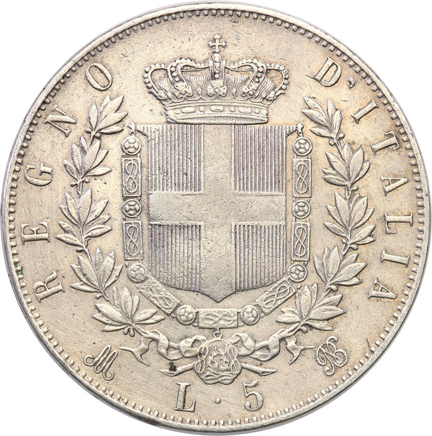 Włochy. 5 Lirów 1875 M, Mediolan