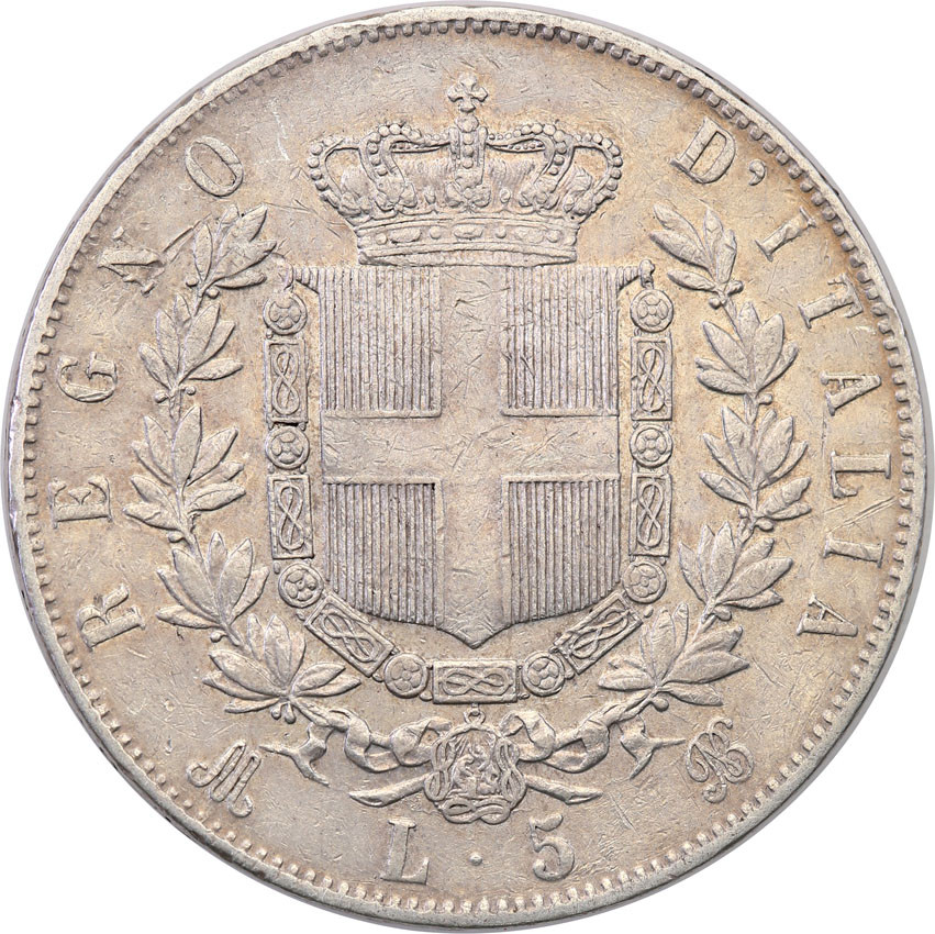 Włochy. 5 Lirów 1873 M, Mediolan
