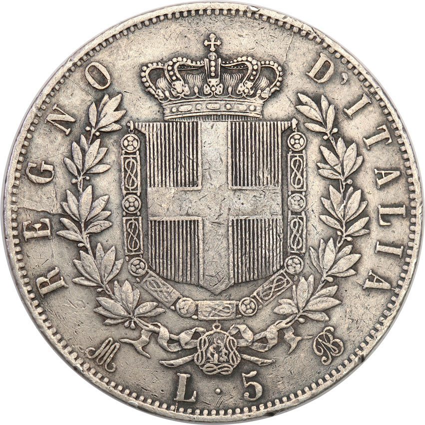 Włochy. 5 Lirów 1869 M, Mediolan