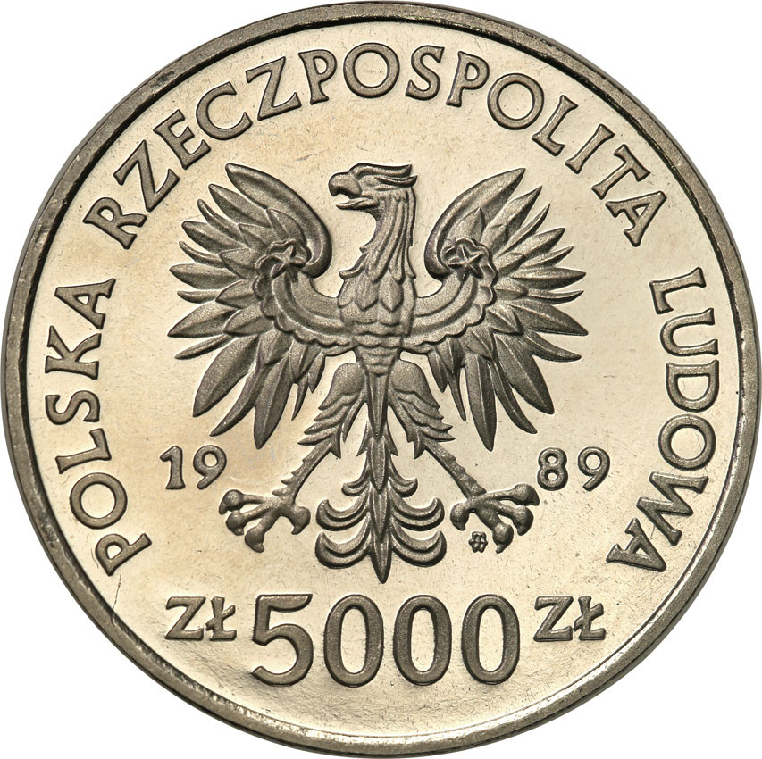 PRL. PRÓBA Nikiel 5000 złotych 1989 Władysław Jagiełło