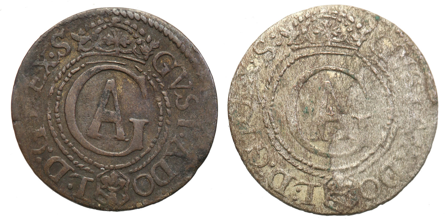 Gustaw II Adolf (1611-1632) Zestaw 2 szt. 1 1/2 szeląg 1625 Ryga