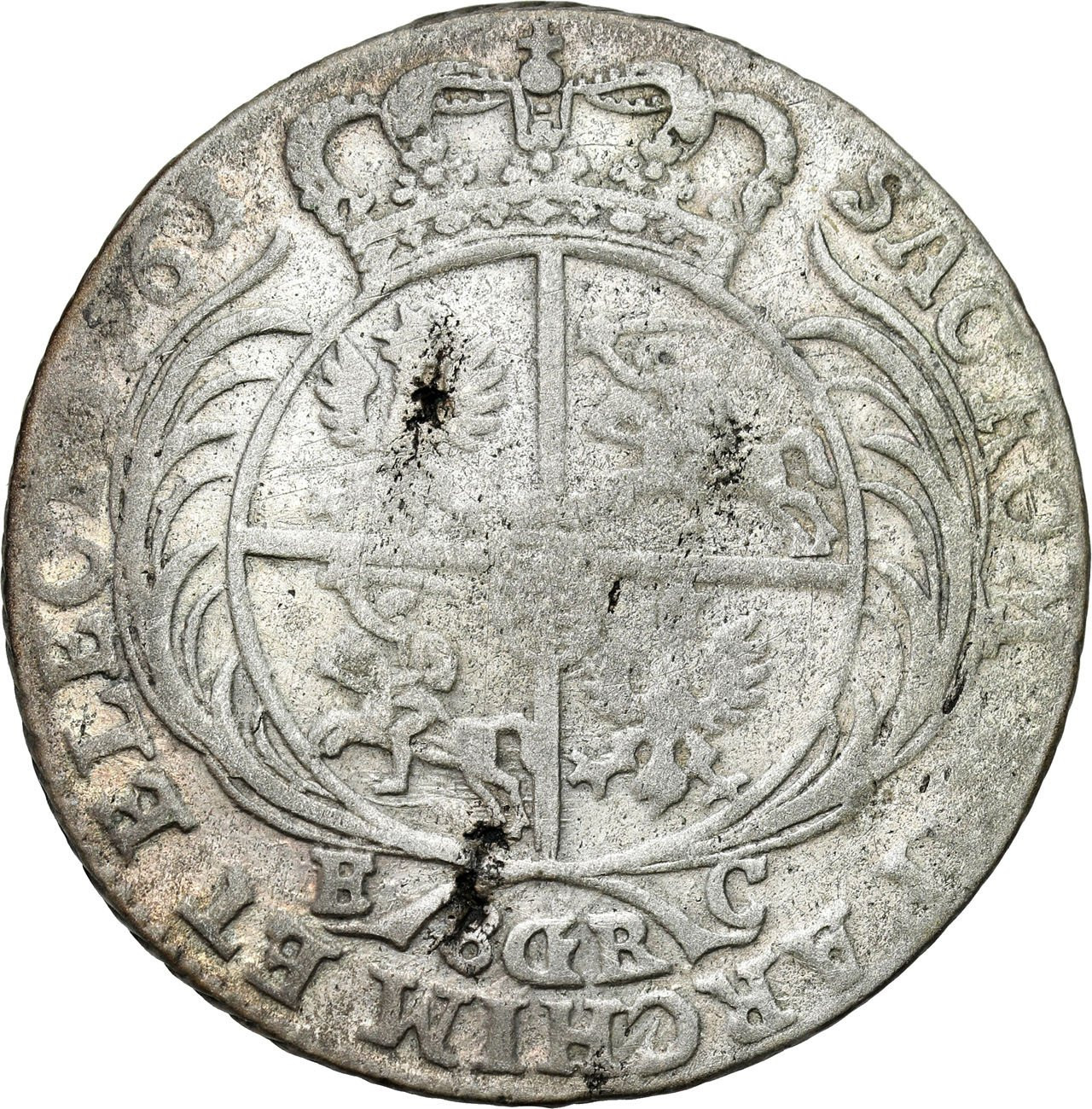 August III Sas. Dwuzłotówka (8 groszy) 1761, Lipsk - RZADKOŚĆ R5-R7