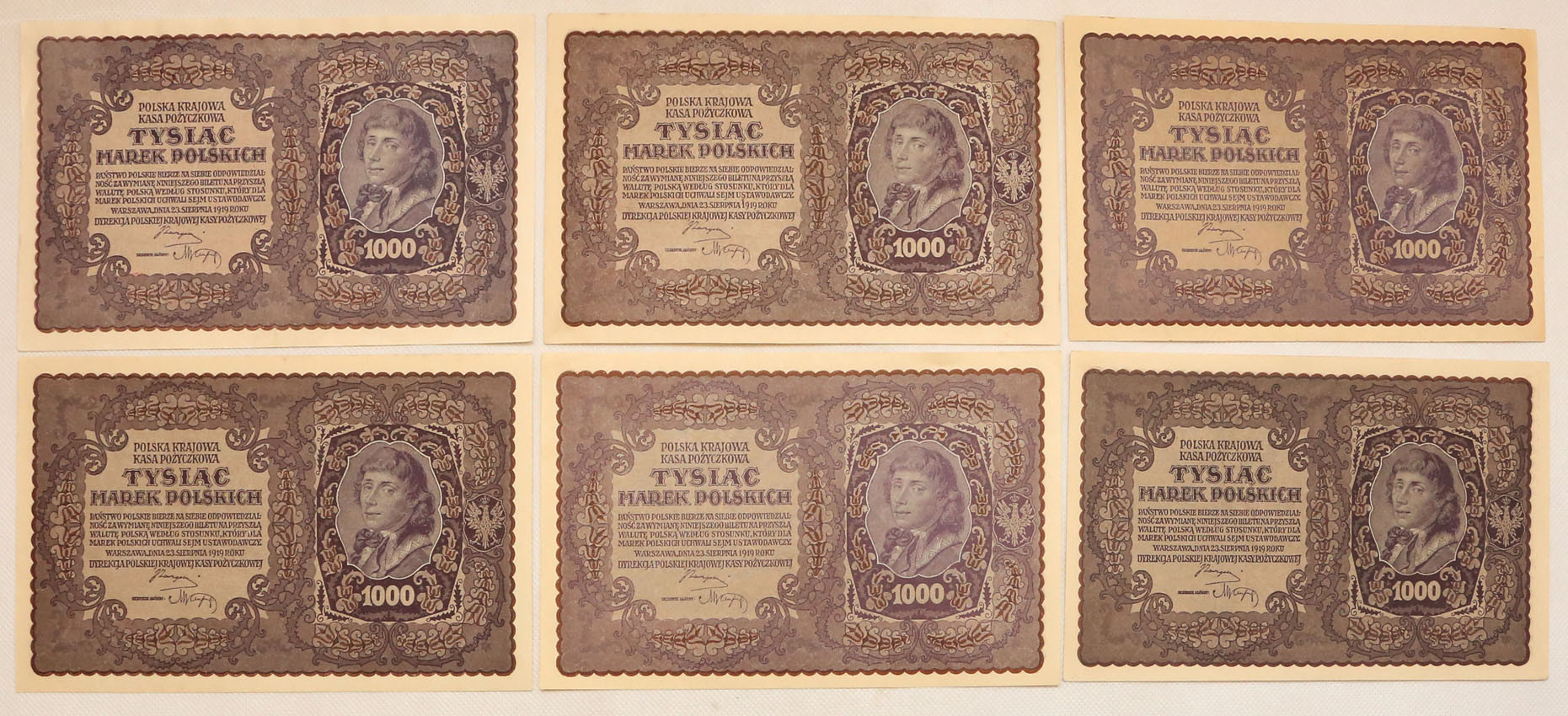 1.000 marek polskich, zestaw 6 banknotów