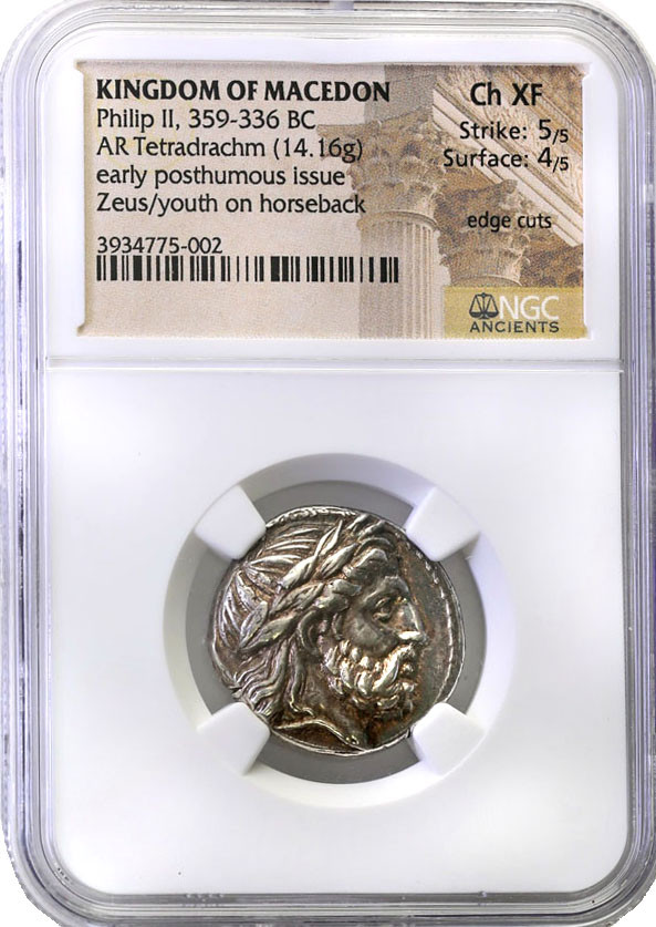 Grecja, Macedonia. Tetradrachma. Filip II Macedoński 359-336 r. p.n.e. NGC Ch XF
