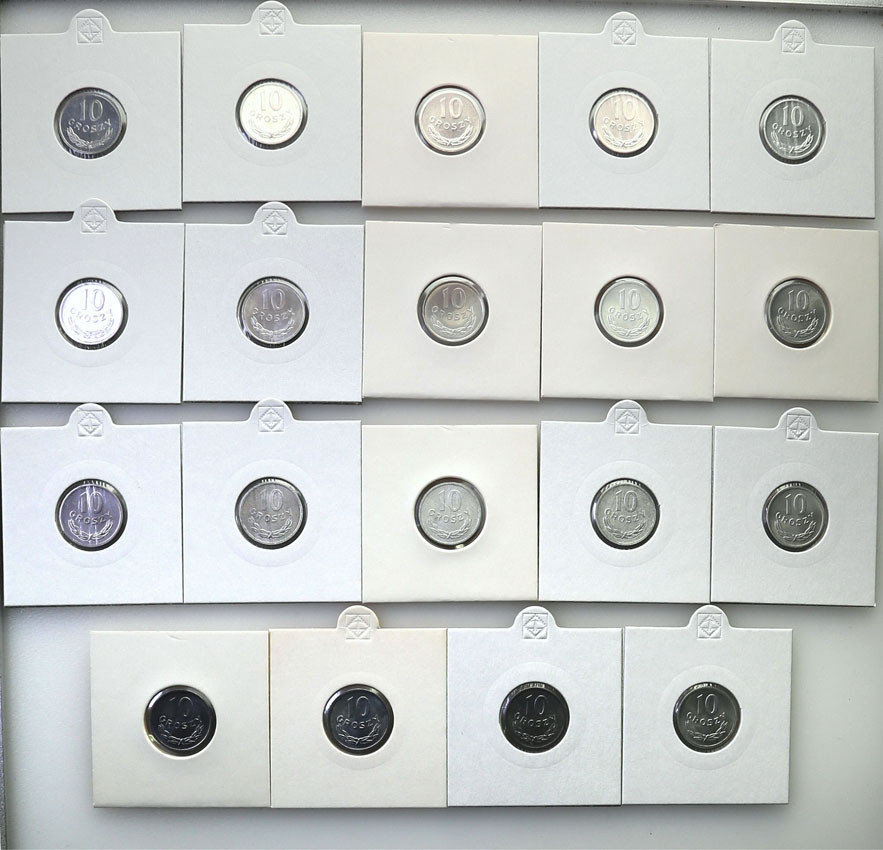 PRL. 10 groszy 1965-1985, zestaw 19 monet