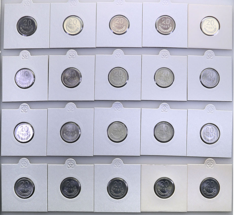PRL. 20 groszy 1965-1985, zestaw 20 monet